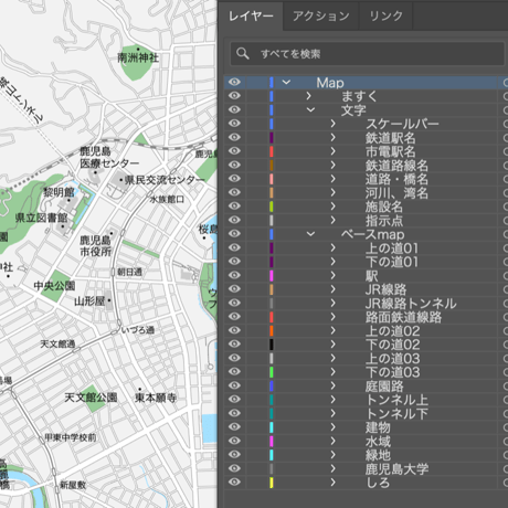鹿児島 鹿児島中心部 ベクター地図データ(eps) 日本語