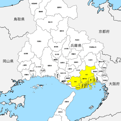 兵庫県 市区町村別 白地図データ（eps）