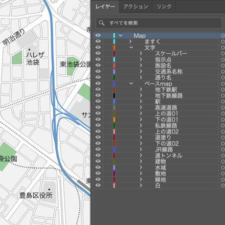 東京 池袋 ベクター地図データ(eps) 日本語