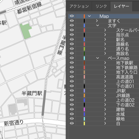 東京 飯田橋・市ヶ谷・四ツ谷 ベクター地図データ(eps) 日本語