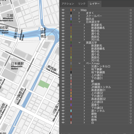 東京 日本橋 ベクター地図データ(eps) 日本語 / 英語 並記版