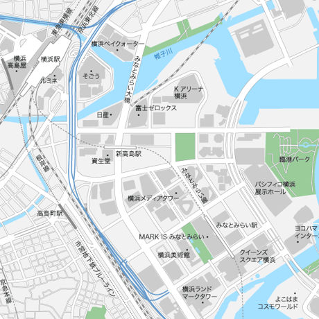 神奈川 横浜みなとみらい ベクター地図データ(eps) 日本語