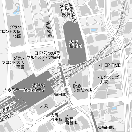 大阪 大阪駅周辺 ベクター地図データ(eps) 日本語