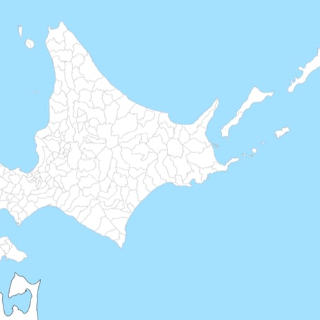 無料● 北海道 白地図 市区町村別 フリー素材