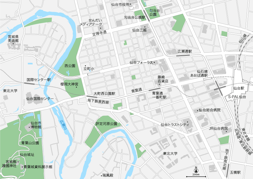 宮城 仙台 マップ PDFデータ | 地図素材をダウンロードにて販売
