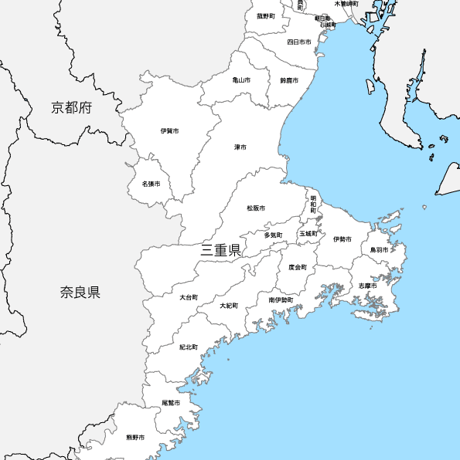 三重県 市区町村別 白地図データ（eps）