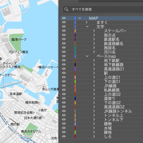 神奈川 横浜 ベクター地図データ(eps) 日本語
