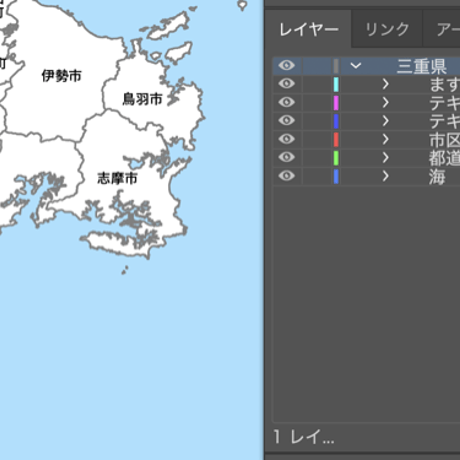 三重県 市区町村別 白地図データ（eps）