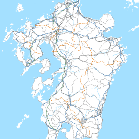 九州全域（島嶼部以外） 道路地図 ベクター素材（eps）日本語