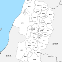 山形県 市区町村別 白地図 PDFデータ