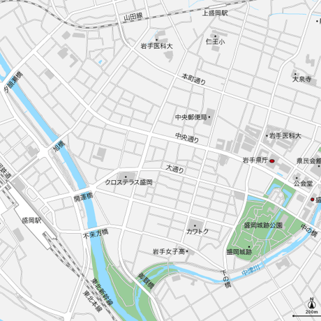岩手 盛岡 ベクター地図データ(eps) 日本語