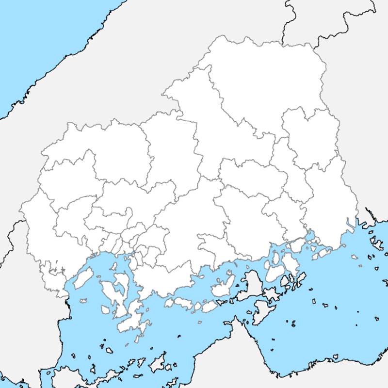 広島県 市区町村別 白地図 PDFデータ | 地図素材をダウンロードにて