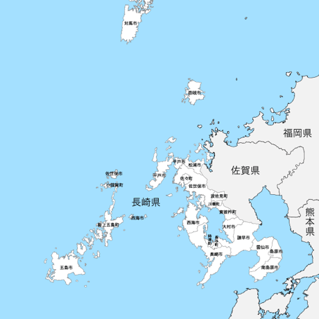 長崎県 市区町村別 白地図 PDFデータ