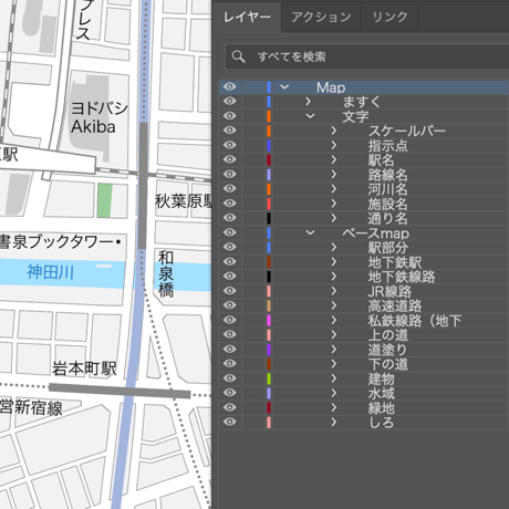 東京 秋葉原 ベクター地図データ(eps) 日本語