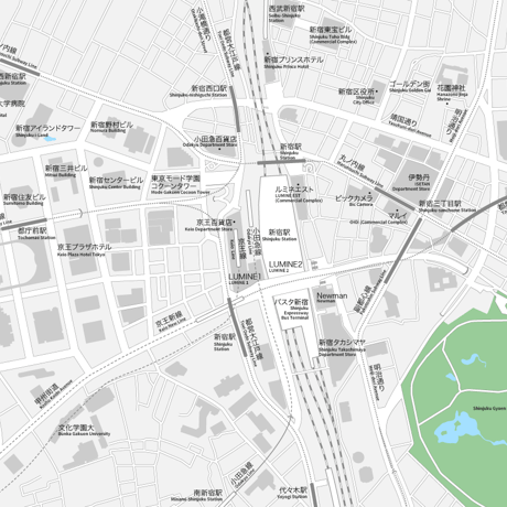 東京 新宿 ベクター地図データ(eps) 日本語/英語 並記版