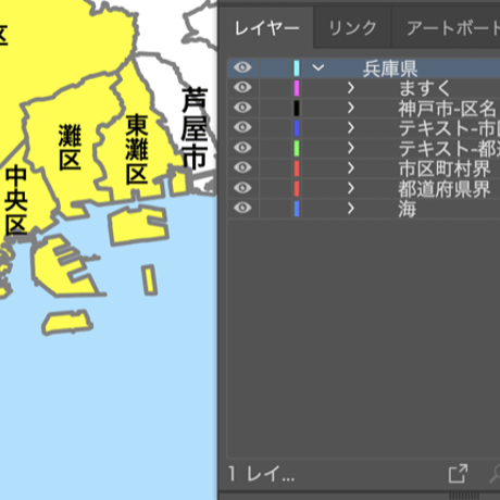 兵庫県 市区町村別 白地図データ（eps）