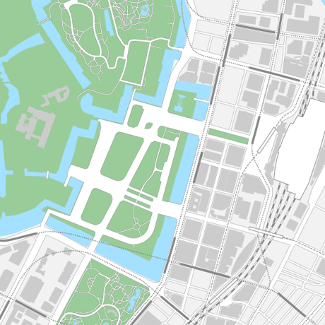 東京 丸の内・皇居 ベクター地図データ(eps) 日本語