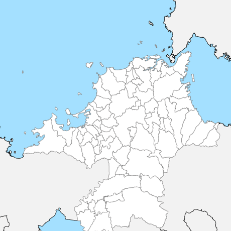 福岡県 市区町村別 白地図 PDFデータ