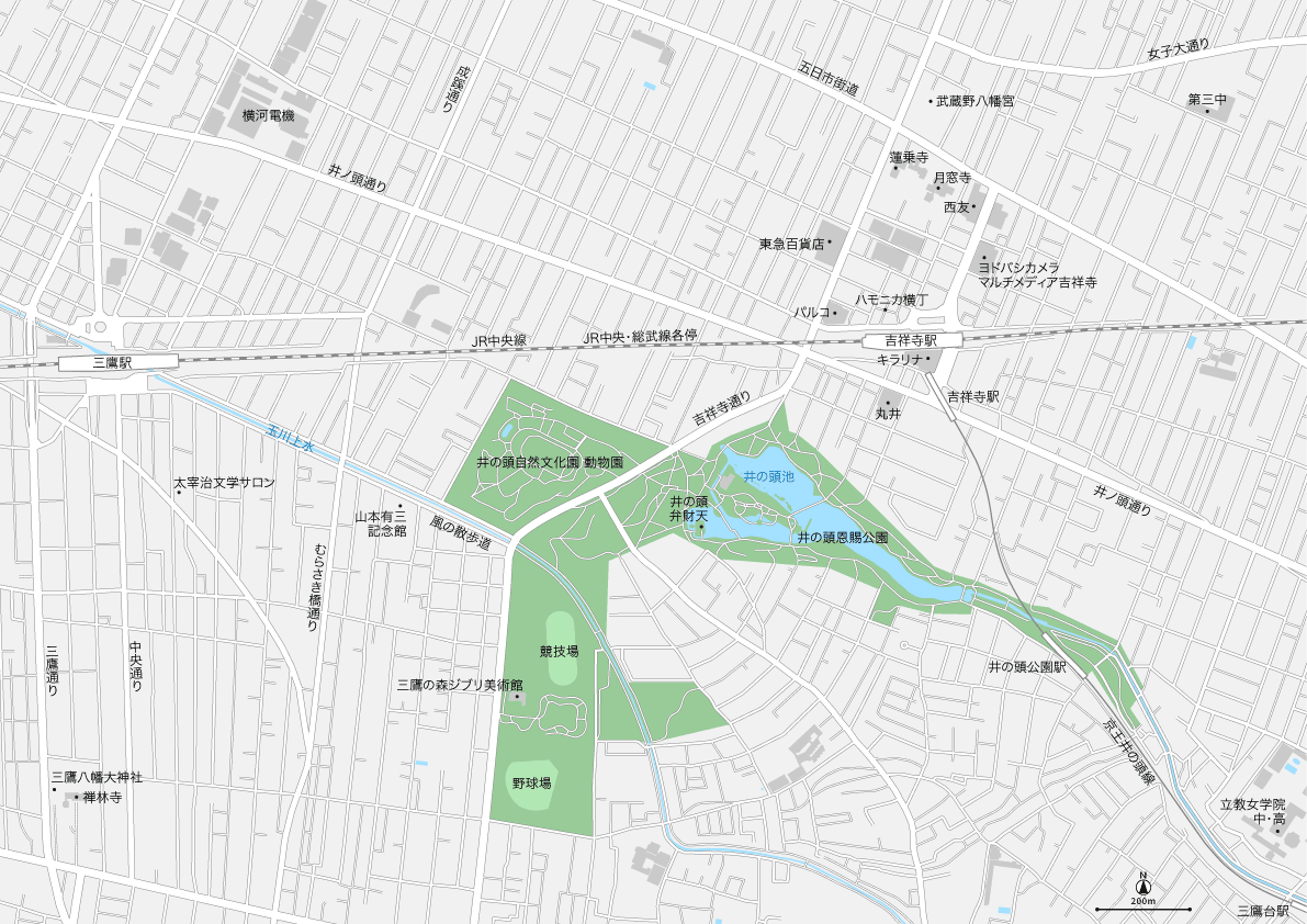 東京 三鷹・吉祥寺 ベクター地図データ(eps) 日本語 | 地図素材を