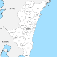 宮崎県 市区町村別 白地図データ（eps）