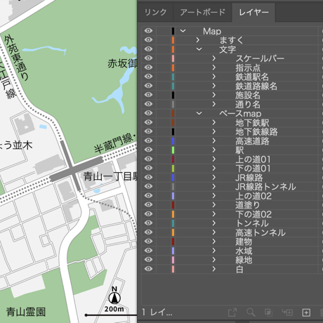 東京 神宮外苑 ベクター地図データ(eps) 日本語