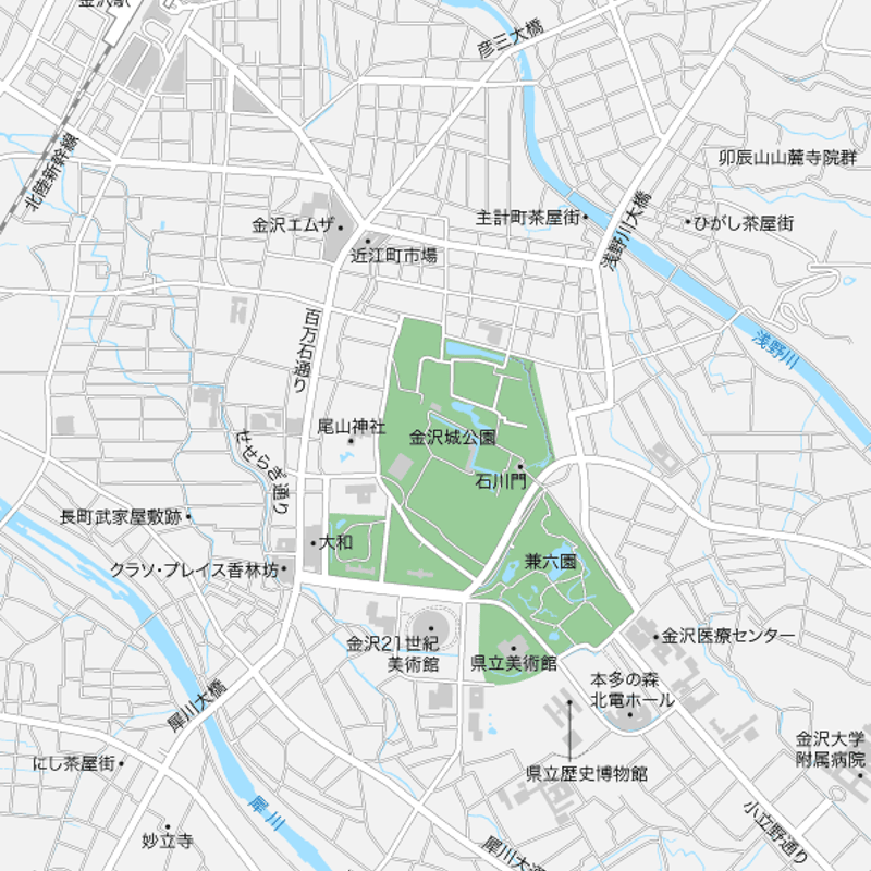 石川 金沢 マップ PDFデータ | 地図素材をダウンロードにて販売するお