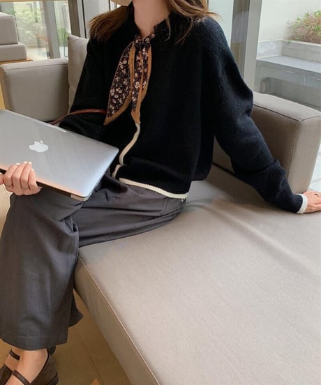 [OUTLET]scarf knit cardigan/3color