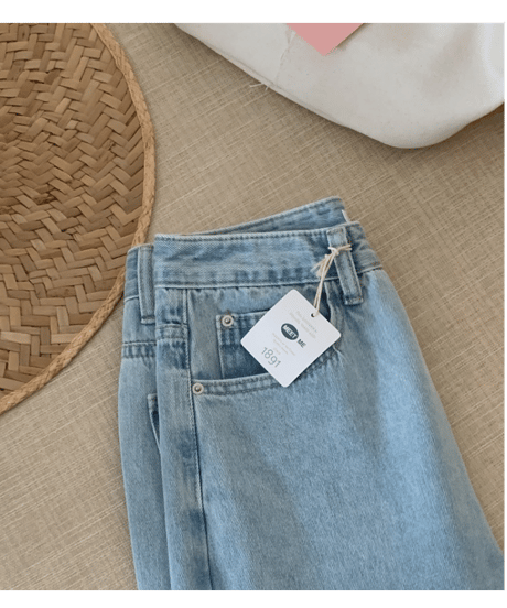 straight light denim pants