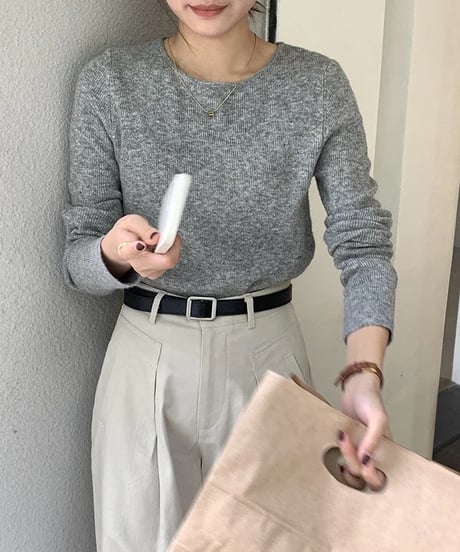 basic rib knit long-T/3color