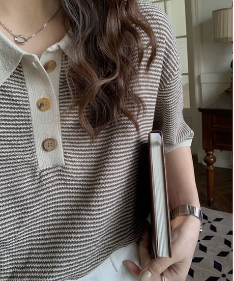 border polo summer knit/3color