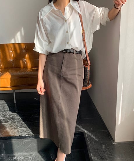 [OUTLET]A line color denim skirt/2color