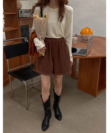 corduroy short pants/3color