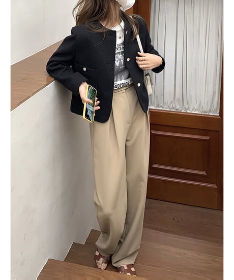 [OUTLET]side belt slacks/3color
