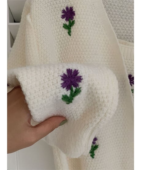 flower knit ensemble/3color