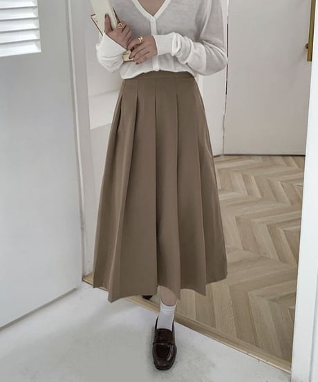 front box pleats skirt/2color