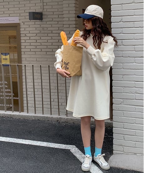 balloon sleeve middle one-piece/2color