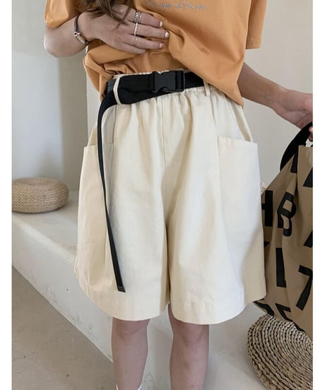 half work pants & belt/3color