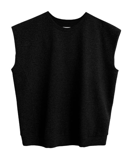 loose u neck vest tops/2color