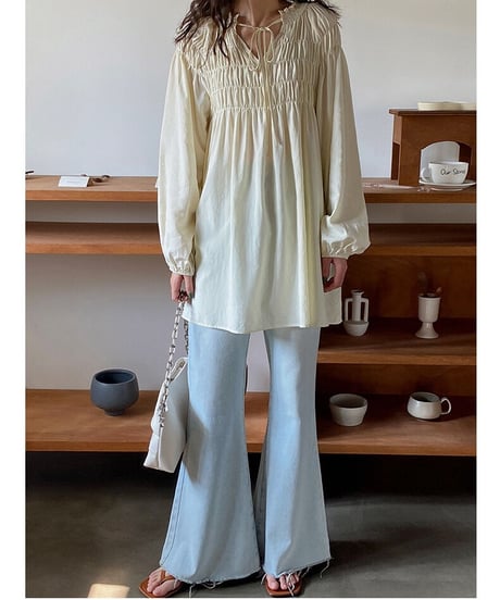 shirring gather tunic/2color