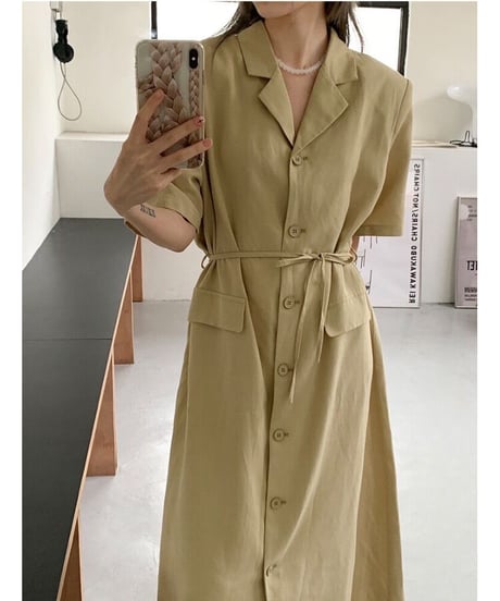 linen shirt dress/2color