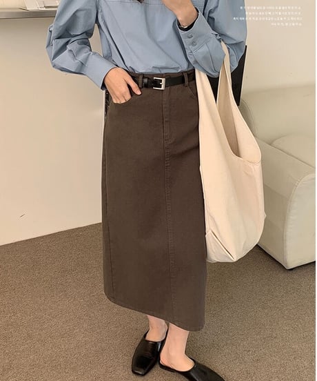 [OUTLET]A line color denim skirt/2color
