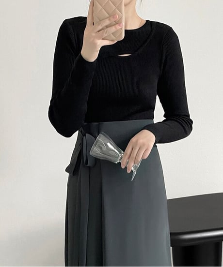 asymmetry rib knit/4color