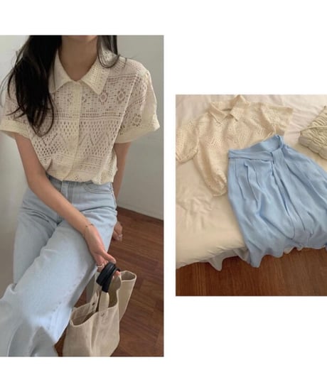 lace summer shirts/2color(ネコポス)
