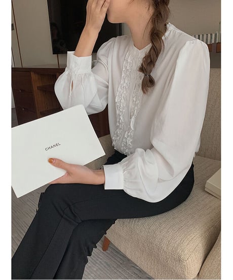 stand collar frill shirt