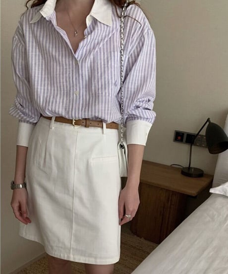 bi-color stripe shirt/2color