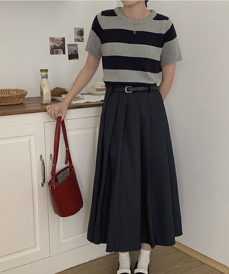 border knit tee/3color