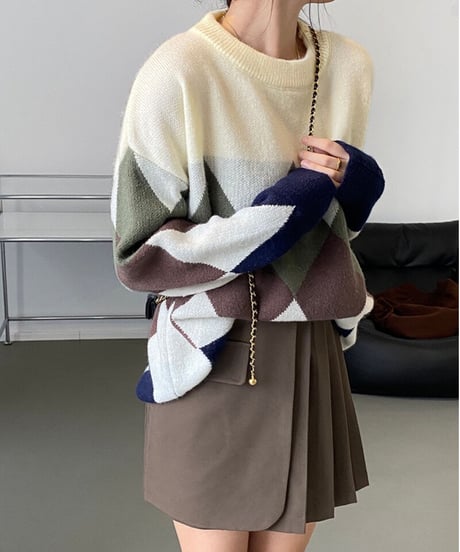 big diamond pattern knit/3color