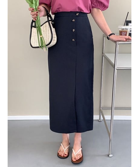 button pencil skirt/3color