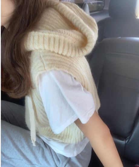 [OUTLET]hoodie knit vest/3color