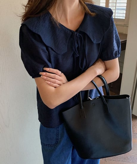 design collar ribbon blouse/3color